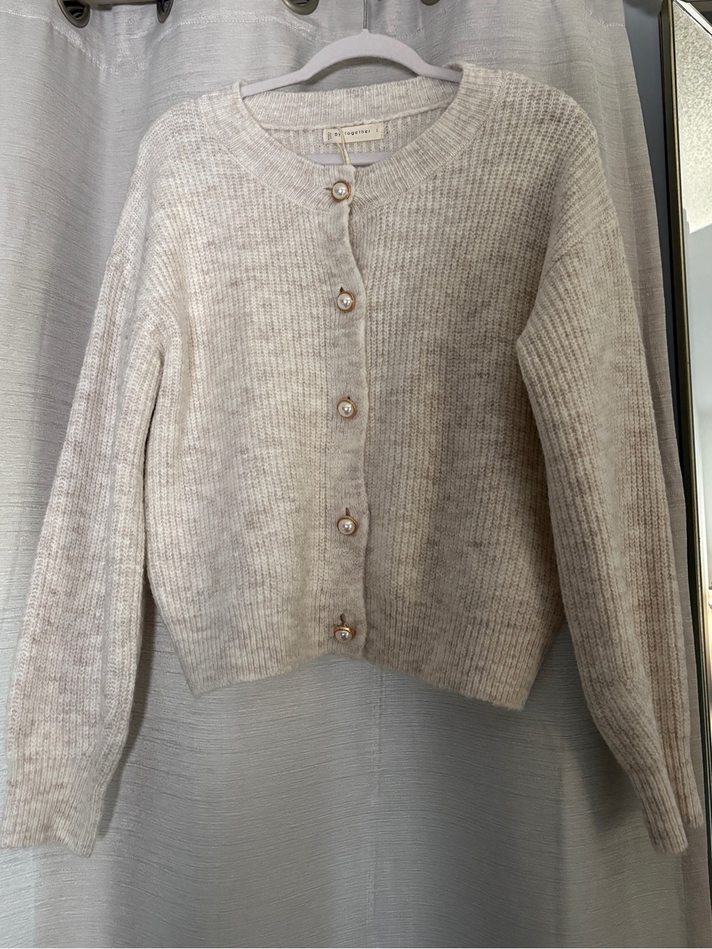 BY TOGETHER| OVERSIZED PEARL BUTTON CARDIGAN